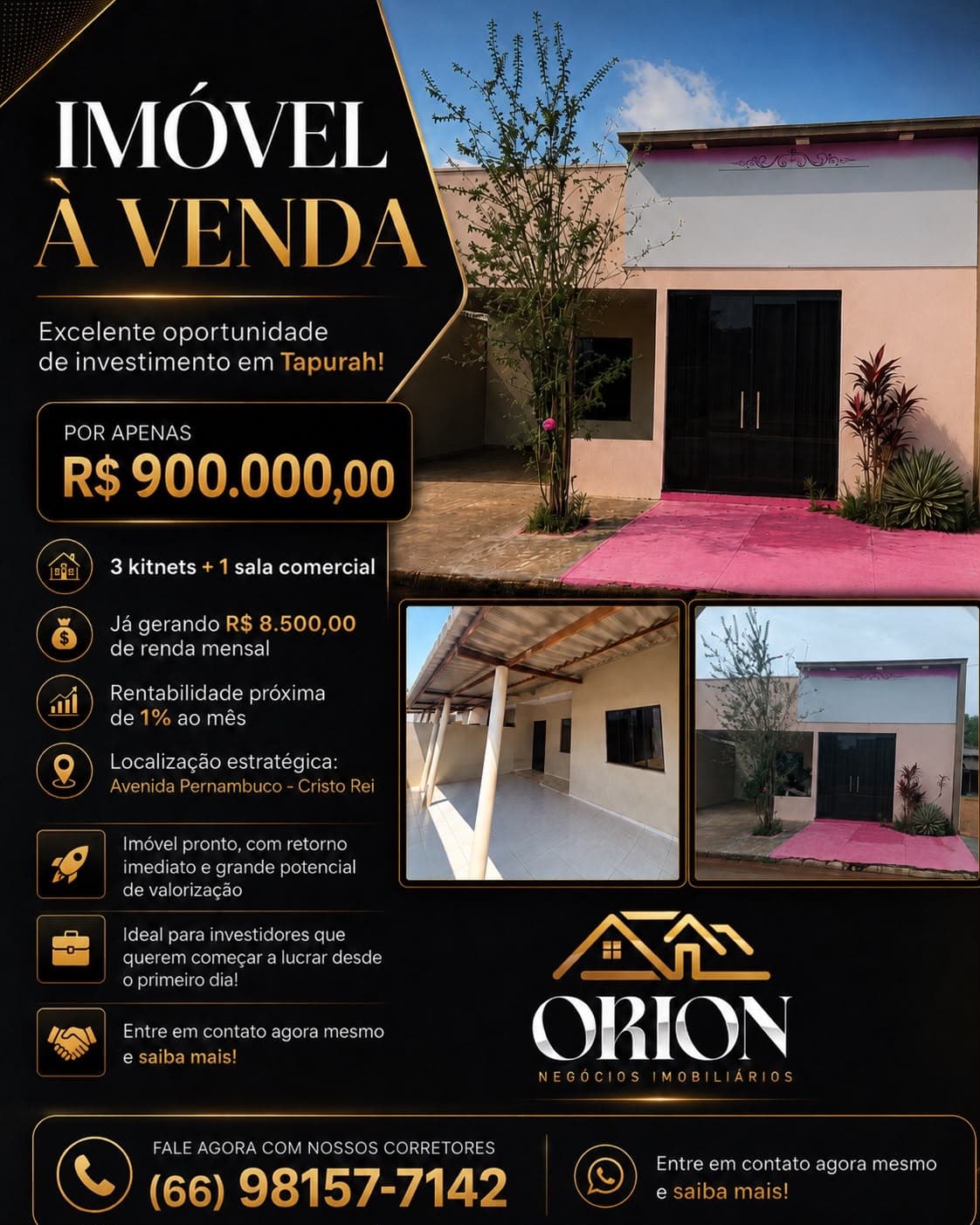 Arte oficial de imovel para investimento na Avenida Pernambuco, Cristo Rei, Tapurah