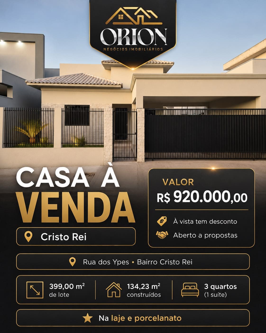 Arte do anuncio da casa a venda no Cristo Rei, Rua dos Ypes