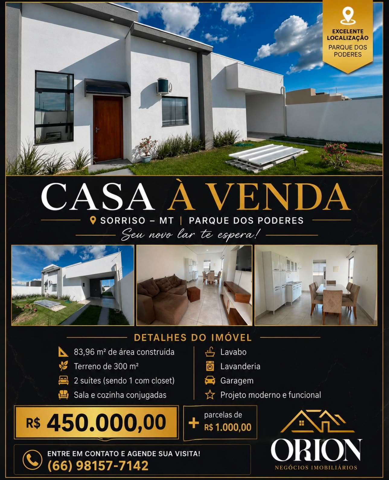 Casa a venda no Parque dos Poderes em Sorriso - Arte oficial ORION